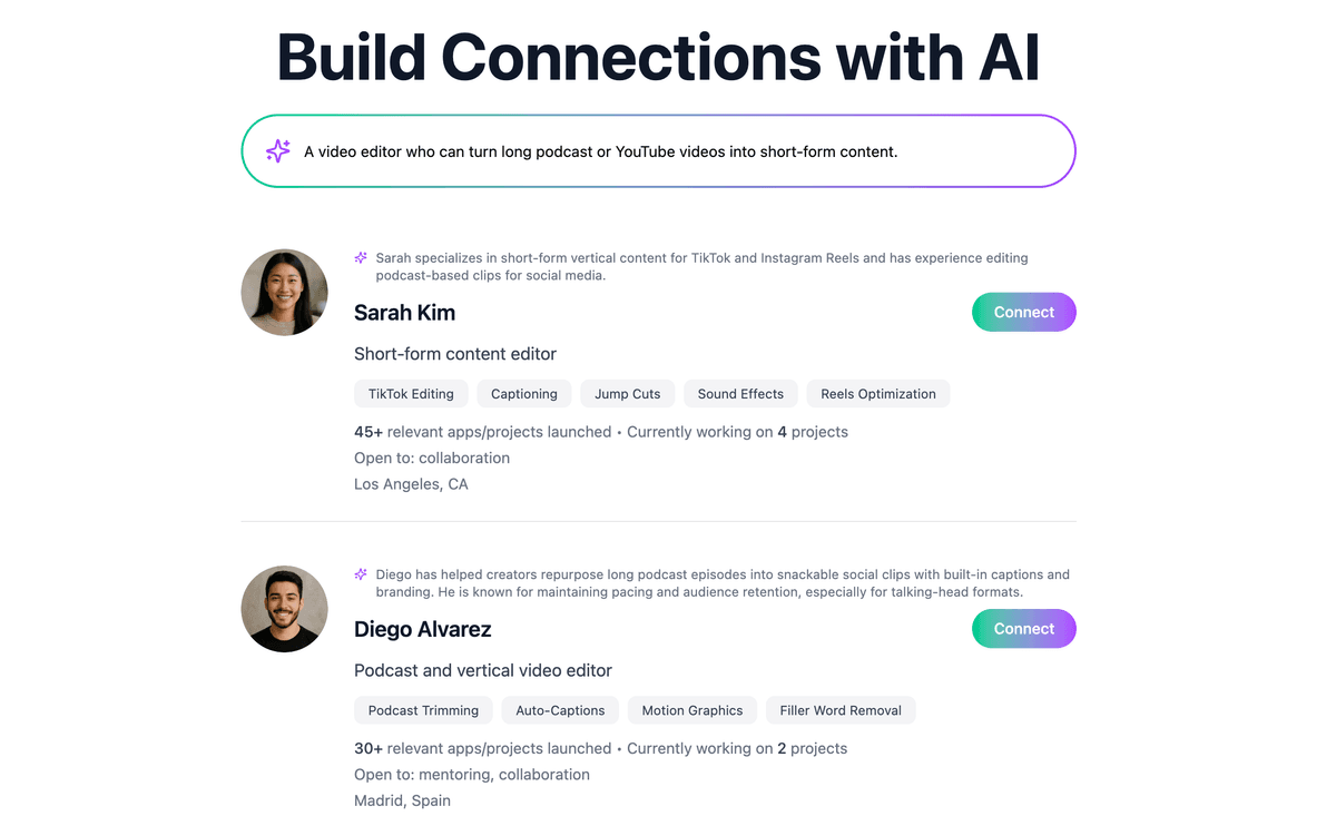 Illustration for Find people to work with feature